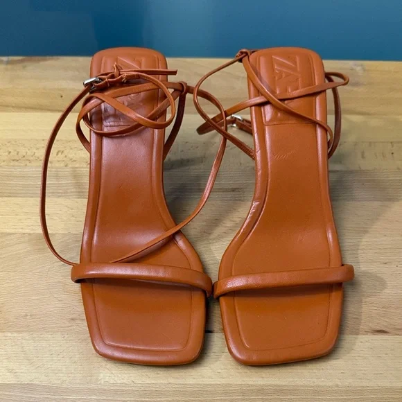Zara Women's Strappy Square-Toe High Heel Sandals - Picture 2 of 6